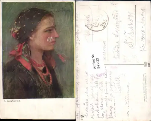 545623,Künstler AK T. Axentowicz Typen Trachten Volkstypen Tschechien