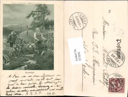 553026,tolle Künstler AK Jagd Jäger Tiere Bauer pub Goens e Nau Berlin 62