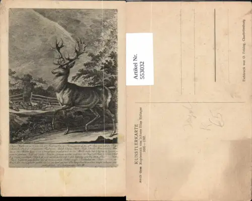 553032,tolle Künstler AK Radierung Johann Elias Ridinder Jagd Jäger Tiere