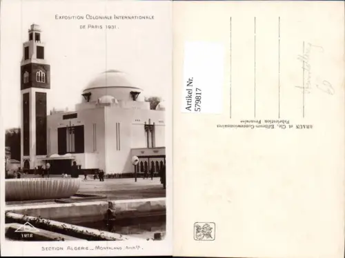 579817,Exposition Coloniale Internationale Paris 1931 Ausstellung Section Algerie Montaland