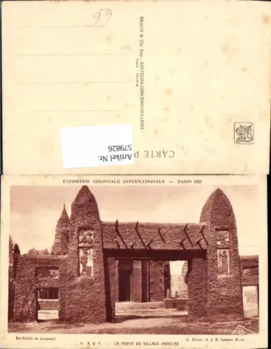 579826,Exposition Coloniale Internationale Paris 1931 Ausstellung La porte du village Indigene