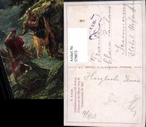 579872,Künstler Ak F. Lekee Götterdämmerung III Aufzug Germanenkult