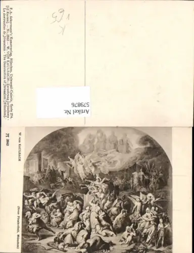 579876,Künstler Ak W. v. Kaulbach Zerstörung Jerusalems Engel Fabelwesen pub F. A. Ackermann 274/2842