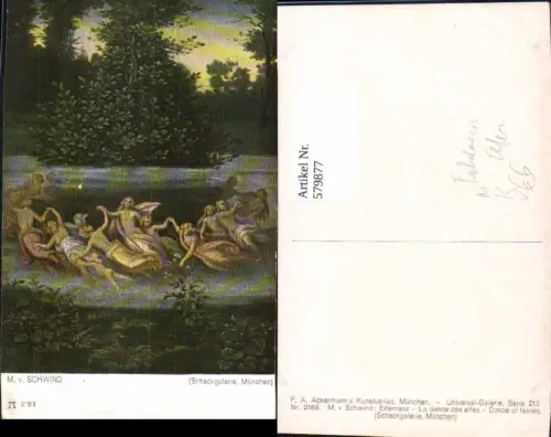 579877,Künstler Ak M. v. Schwind Elfentanz Tanzende Elfen Fabelwesen pub F. A. Ackermann 213/2169