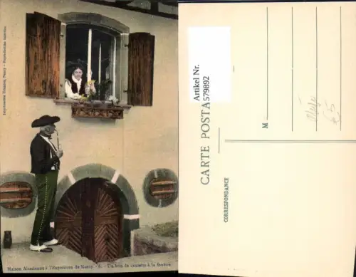 579892,Rauchen Maison Alsacinne a l Exposition de Nancy France Mann Tracht Pfeife