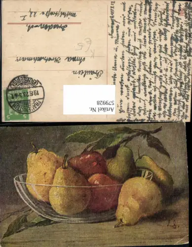 579928,Künstler Ak Birnen i. Schale Stillleben Essen
