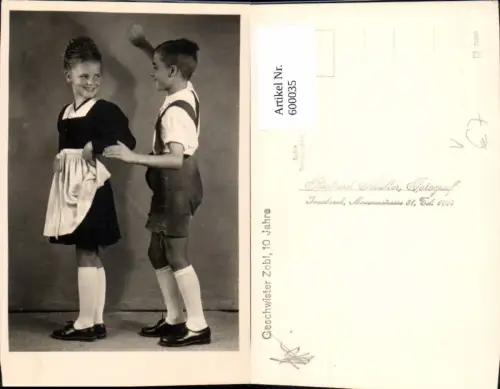 600035,Foto Ak Tanzen Geschwister Zobl Kinder Tracht pub Richard Müller