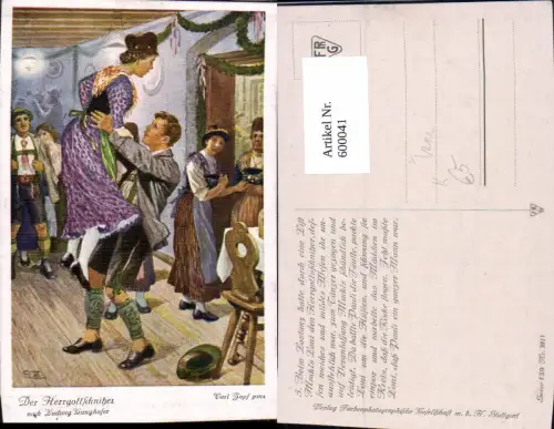 600041,Künstler Ak Carl Zopf Der Herrgottschnitzer Tanzen Paar Tracht Volkstanz