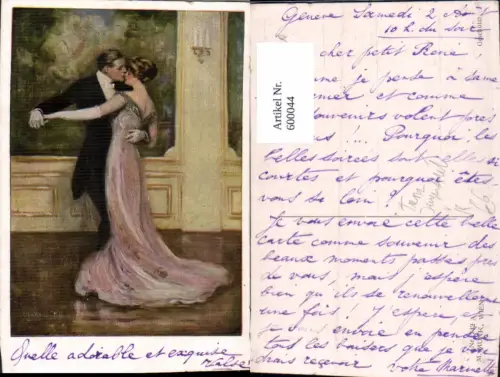 600044,Künstler Ak Clarence F. Underwood Der Letzte Walzer Paar Tanzen pub M. Munk 742A