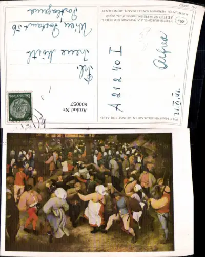 600057,Künstler Ak Pieter Brueghel d. Ältere Der Hochzeitstanz im Freien Tanzen