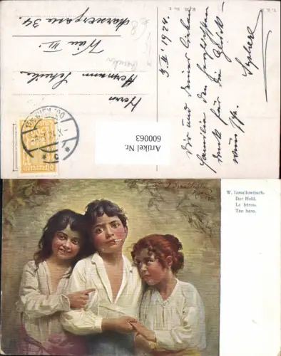 600063,Künstler Ak W. Ismailowitsch Der Held Rauchen Bub Junge Zigarette rauchend pub Theo Stroefer R. M. 2