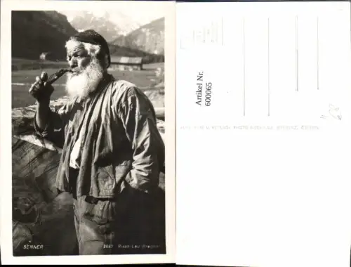 600065,Foto Ak Rauchen Senner Pfeife rauchend pub Risch-Lau 3667