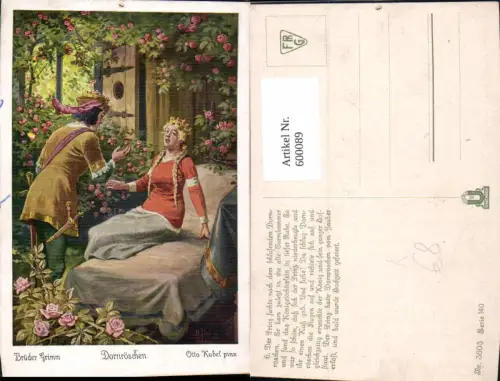 600089,Künstler Ak Otto Kubel Dornröschen Grimm Märchen