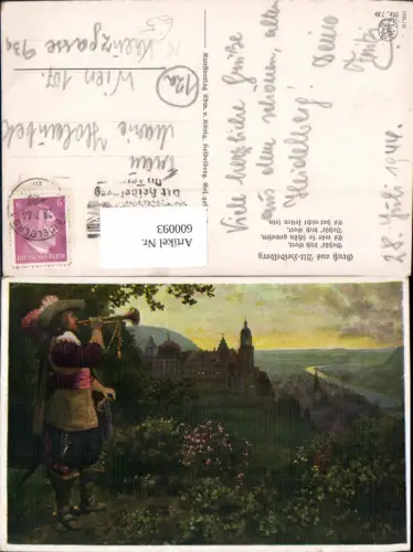 600093,Künstler Ak Sagen Trompeter Alt-Heidelberg Behüt dich Gott