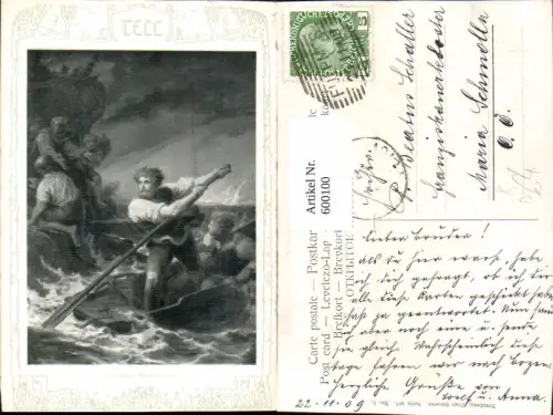 600100,Künstler Ak Tell rettet Baumgarten Boot Sagen