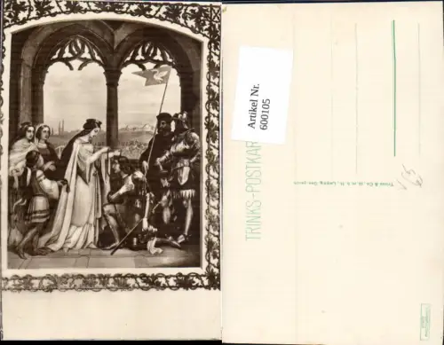 600105,Germanenkult M. v. Schwind Schloss Hohenschwangau Ritter Frau legt Kette um pub Trinks