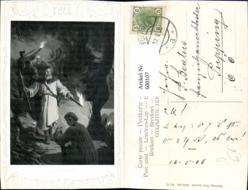 600107,Sagen Wilhelm Tell Abstieg vom Rütli Wilhelm Tell