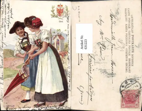 631223,Künstler Ak F. Karpellus Frauen Tiroler Tirol Tracht pub B.K.W.I. 547/18