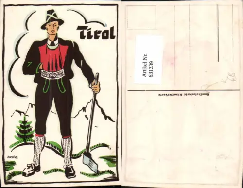 631239,Künstler Ak Harnisch Handkoloriert Mann Holzfäller Tirol Tiroler Tracht