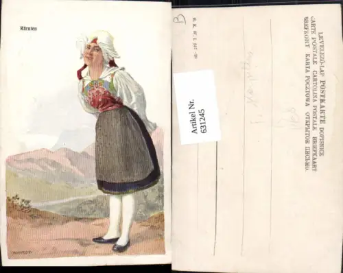 631245,Künstler Ak F. Karpellus Kärnten Frau Tracht pub B.K.W.I. 547/20