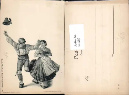 631250,Künstler Ak Paar Tanzen Brauchtum Tracht pub C. A. Czichna Innsbruck 3841bd