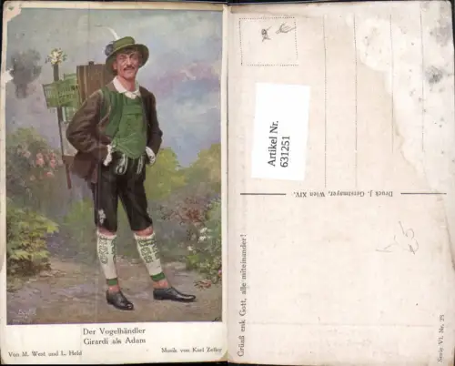 631251,Künstler Ak Ch. Scolik Der Vogelhändler Girardi als Adam Tracht