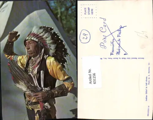 631256,Foto Ak Indian Chief in full dress Indianer