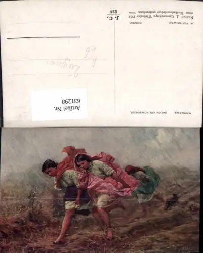 631298,Künstler Ak A. Piotrowski Deszcz Mädchen Sinti Roma Zigeuner Mignon