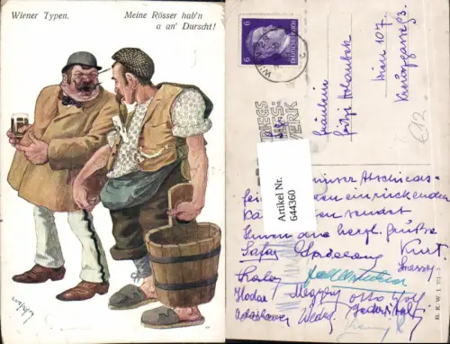 644360,Künstler AK Carl Josef Pollak Alkohol Wiener Typen Bier Humor pub B.K.W.I. 761-3
