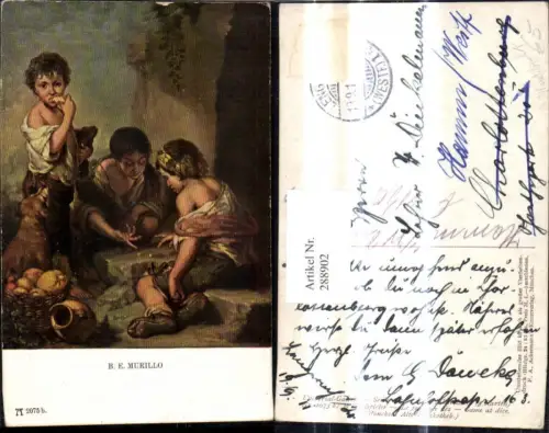 288902,Künstler Ak B. E. Murillo Würfelspieler Spiel Spiele pub F. A. Ackermann 2075 b