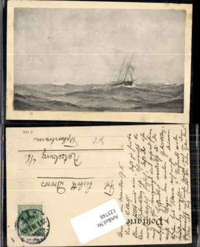 123748,Segelschiff am Meer Segelboot sign. F. Munten Münten Münter ?