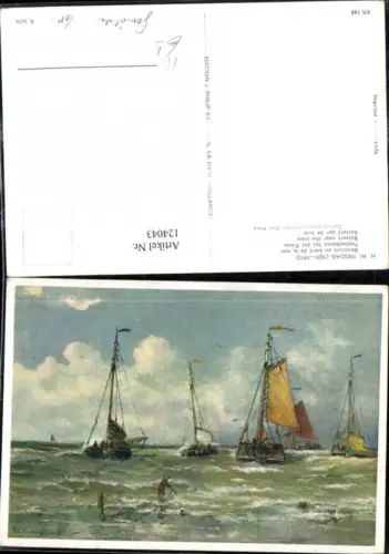124043,Künstler Ak H. W. Mesdag Segelschiff Schiff Fischerboot b. d. Küste