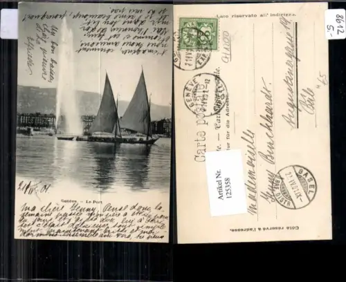 125358,Kanton Genf Geneve Stadt Le Port Hafen Segelschiffe Segelboot Boot 1900