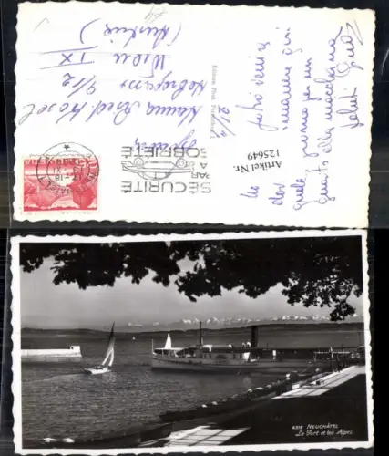 125649,Neuchatel Neuenburg Hafen Le Port Alpes Dampfer Fribourg Freiburg Segelschiff Segelboot