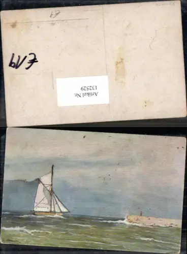 132529,Segelboot Segelschiff am Meer Künstlerkarte