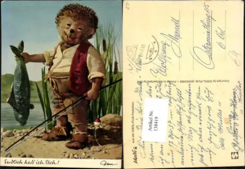 138419,Mecki AK Igel Nr. 317 Fischen angeln endlich hab ich dich Fisch