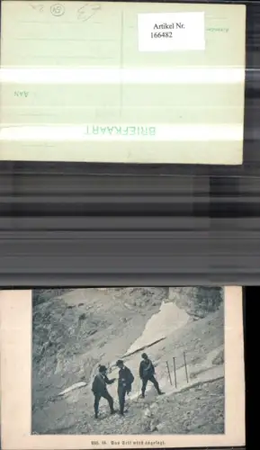 166482,Anlegen d. Seils Bergsteiger Kletterer Seilschaft Foto Ak