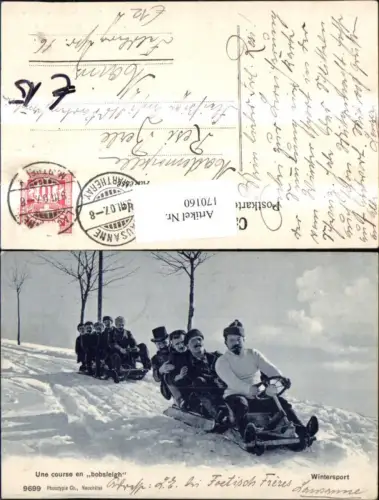 170160,Sport Wintersport Rodeln Schlittenfahren Schlitten Lenkbob Männer 1907