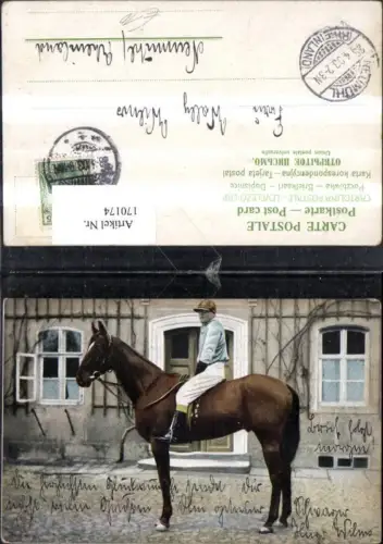 170174,Sport Pferdesport Jockey a. Pferd v. Haus