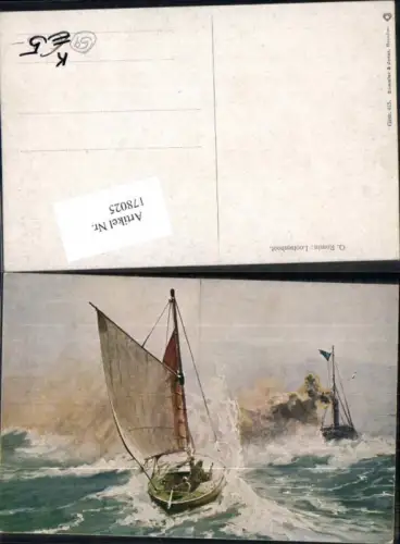 178025,Künstler AK G. Romin Lootsenboot Segelschiff Schiff am Meer