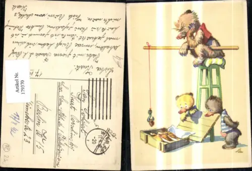 179370,Künstler Ak Bären Kinder Angeln Fischen Fische