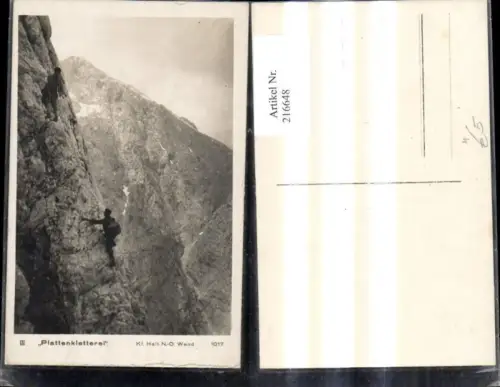 216648,Sport Foto Ak Bergsteigen Klettern Plattenkletterei kl. Halt N.-O. Wand
