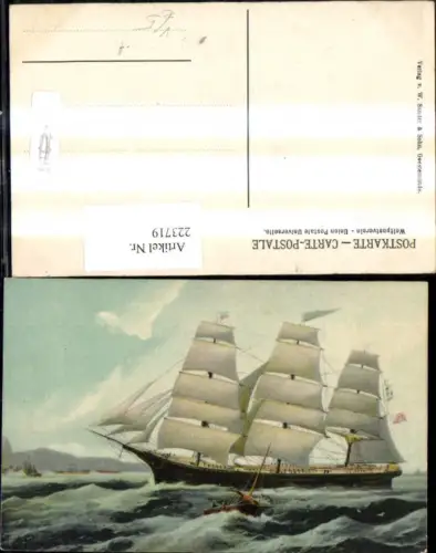 223719,Künstler Ak Segelschiff Schiff u. Segelboot pub W. Sander e Sohn Geestemünde