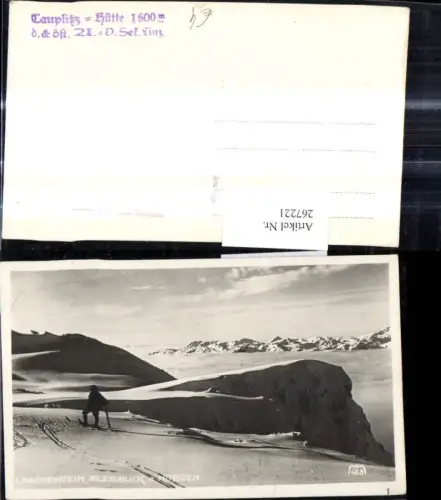 267221,Foto Ak Sport Bergsteigen Mann b. Tourengehen Ski Schi Lawinenstein Ausblick n. Norden
