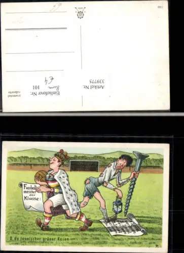 339775,Künstler Ak Sport Fussball Humor O du launischer grüner Rasen