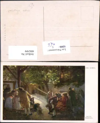 408299,Künstler Ak Joh. Hamza Auf der Kegelbahn Kegeln Ballsport Sportkegeln Bowling Sport