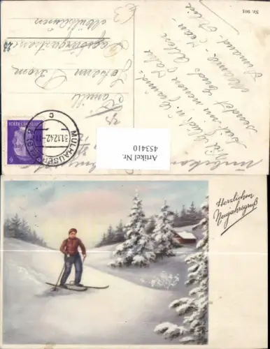 453410,Künstler Ak Frau Ski Schi Skifahren Wintersport Sport