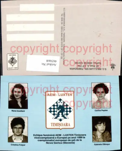 465668,Aem Luxten Timisoara 1999 Turnier Petan Olarasu Foisor Frauen Schach Chess Sport