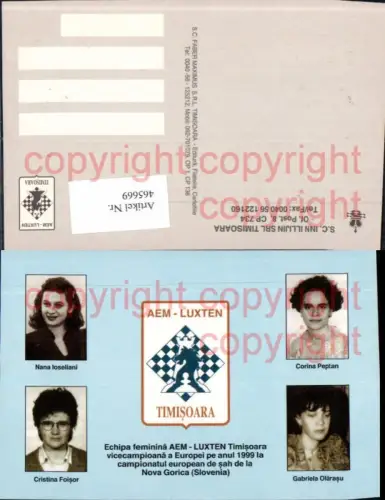 465669,Aem Luxten Timisoara 1999 Turnier Petan Olarasu Foisor Frauen Schach Chess Sport