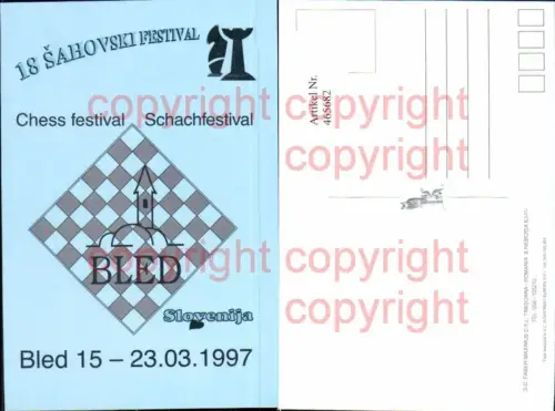 465682,18 Sahovski Festival Bled 1997 Schach Chess Sport